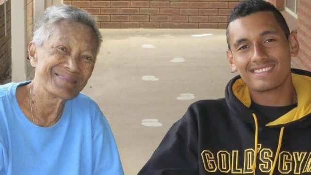 Family nan: Nick Kyrgios with his grandmother Julianah Foster. ‘‘She was a massive part of me, my brother and my sister’s life,’’ he said. ‘‘She was always there for us.’’