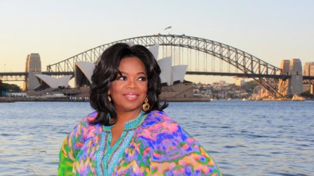 Oprah Winfrey wears one of Camilla Franks' kaftans during her Sydney visit.