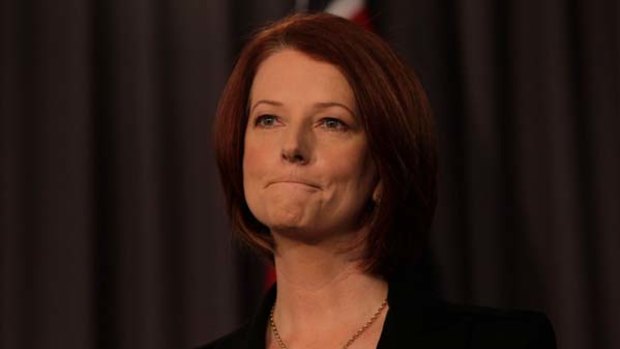 Julia Gillard addresses the National Press Club in Canberra.