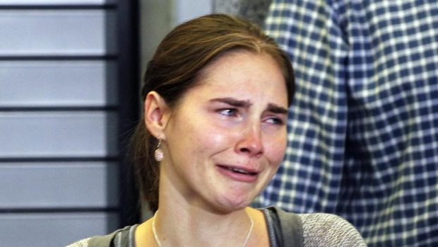 Amanda Knox after landing back on US soil earlier this year.