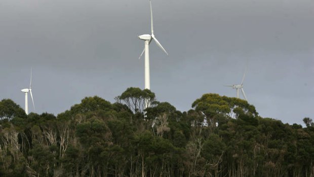 Wind turbines On King Island.