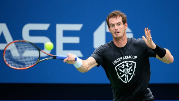 In form: Andy Murray trains at the US Open on Sunday.