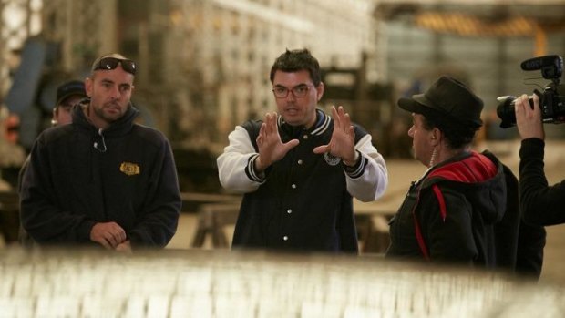 John V. Soto, centre, directs a scene in the Australian crime thriller <i>The Reckoning</i>.