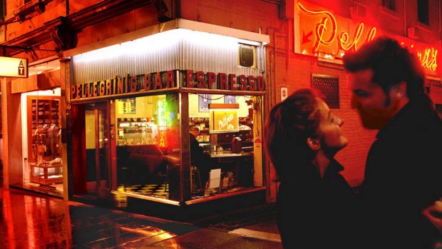 One of Melbourne's iconic Italian restaurants, Pellegrini's, in Bourke Street.