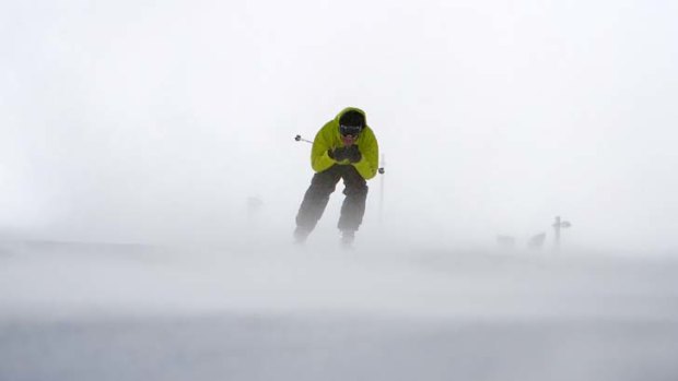 Australian Olympian skier Steve Lee takes on his first run for the season at Falls Creek.