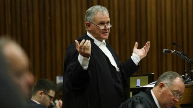Cross-examination: Barry Roux, the lawyer defending Oscar Pistorius, speaks at the  High Court in Pretoria on March 11.