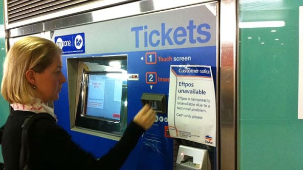 EFTPOS unavailable ... Sydney train commuters have been forced to use cash this morning.