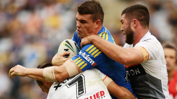 No interest in Eels' drama: Darcy Lussick during his playing days for Parramatta.