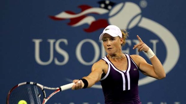 Sam Stosur saved four match points to move through to the quarter-finals of the US Open.