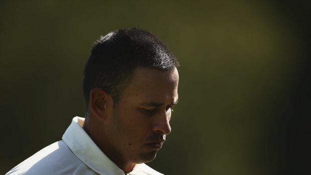 CHRISTCHURCH, NEW ZEALAND - FEBRUARY 24:  Usman Khawaja of Australia looks dejected after being dismissed by Tim Southee of New Zealand during day five of the Test match between New Zealand and Australia at Hagley Oval on February 24, 2016 in Christchurch, New Zealand.  (Photo by Ryan Pierse/Getty Images)