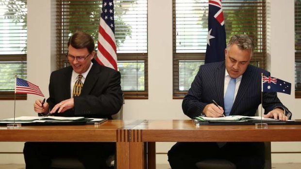 United States Ambassador to Australia, John Berry, and Treasurer Joe Hockey on Monday.