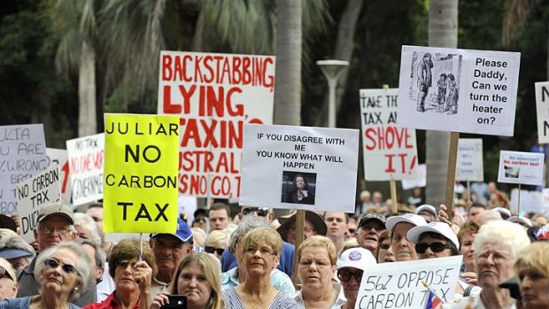 An anti-carbon tax rally in Sydney shows some of the feelings about Prime Minister Julia Gillard.