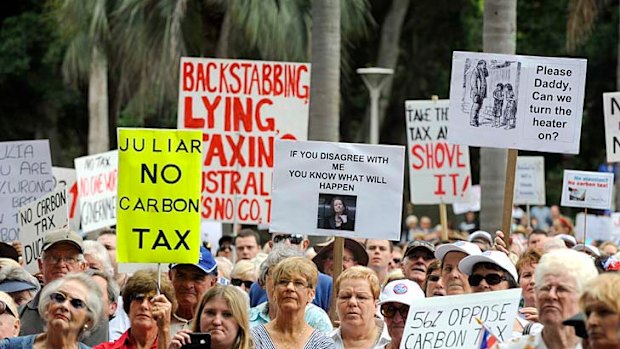 An anti-carbon tax rally in Sydney shows some of the feelings about Prime Minister Julia Gillard.