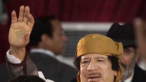 Libyan Leader Muammar Gadhafi in March this year in Tripoli, Libya.
