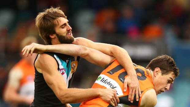 Port Adelaide veteran Justin Westhoff (left) has gone into bat for teammate Paddy Ryder and Eddie Betts following a racial vilification scandal at the Adelaide Oval last weekend. 