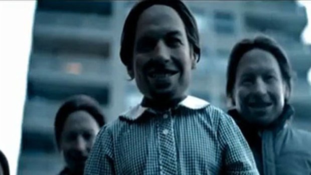 A scene from Aphex Twin's demonic clip Come to Daddy.