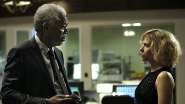 Wisdom on tap: Freeman plays a professor opposite Scarlett Johansson in <i>Lucy</i>, Luc Besson's film about the untapped potential of the brain.
