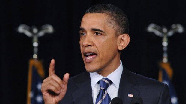 Barack Obama speaks on fiscal policy at George Washington University's Jack Morton Auditorium in Washington.
