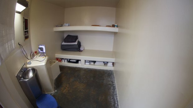 Inside a solitary confinement cell at Pelican Bay prison, California.