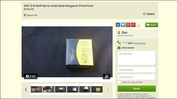 This limited edition Golf Harris gold coin was advertised on Gumtree Perth.
