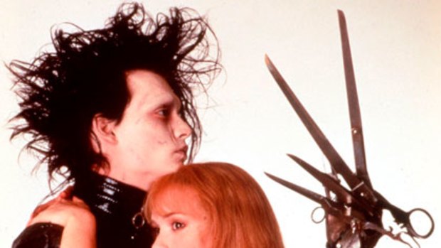 Johnny Depp and Winona Ryder in a scene from Edward Scissorhands.