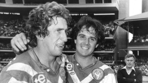 Golden era: Steve Mortimer and Steve Gearin after Canterbury won the 1980 grand final.
