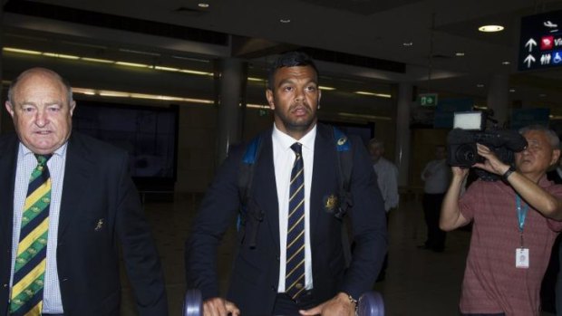 Back to face the music: Kurtley Beale arrives back in Australia on Tuesday night.