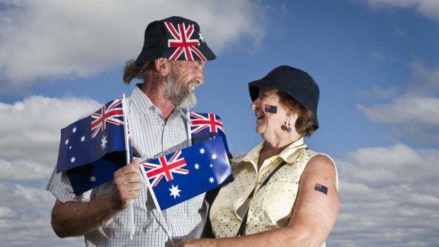 Bob and Diana Ecclestone at the Australia Day traditional flag raising ceremony.