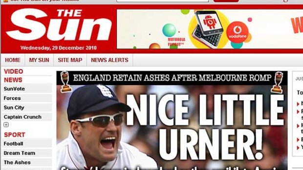 How <i>The Sun</i> in London saw England's triumph yesterday.