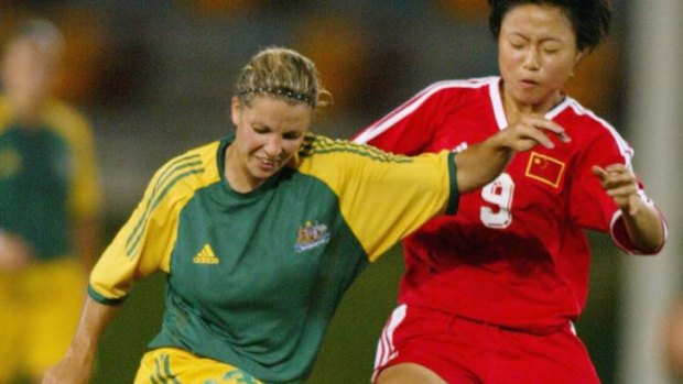 Glory days ... Amy Taylor playing for the Matildas.