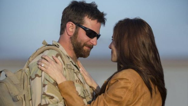 Screen couple: Bradley Cooper and Sienna Miller play Chris Kyle and his wife, Taya, in <i>American Sniper</I>.