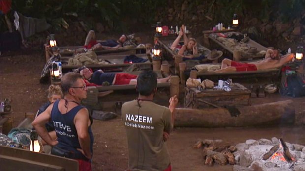 Steve Price and the I'm A Celebrity campsite listens on about Nazeem Hussain's 'heart-breaking' story about the Lindt cafe terror attack.
