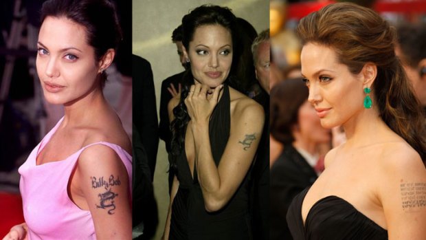 Going ... going ... gone. Angelina Jolie had her Billy Bob dragon tattoo removed after splitting from Billy Bob Thornton.