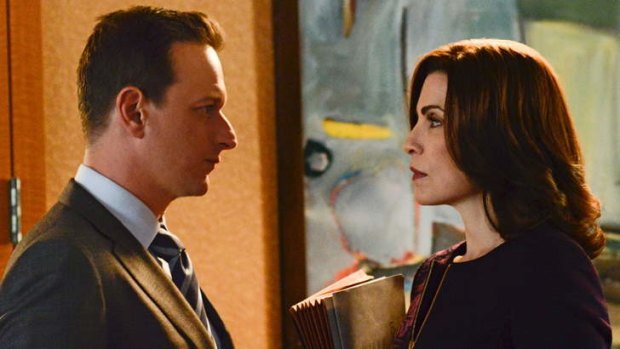 Josh Charles and Julianne Marguiles play former colleagues and lovers in <i>The Good Wife</i>.