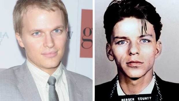 Family resemblance? Ronan Farrow, and a mug shot of a young Frank Sinatra.