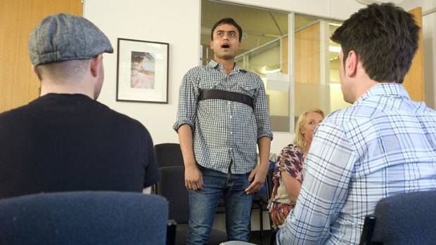 Rohit Shah takes part in a McGuire Programme class in Melbourne  that helps people overcome their stuttering problems.