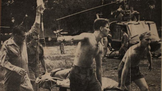 The original photograph taken in the aftermath of the battle of Suoi Chau Pha.