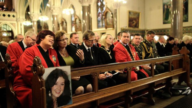 Local dignitaries and relatives seen during a Memorial Service for murdered journalist Jill Meagher at St. Peter's Church on October 5, 2012 in Drogheda, Ireland. Mrs Meagher, 29, from County Louth was murdered after a night out in Melbourne, Australia, last month.