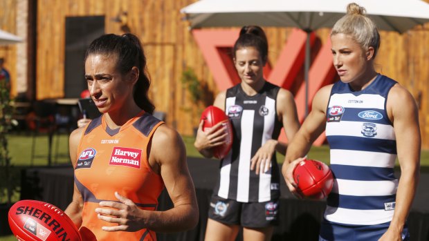 Geelong's Melissa Hickey (right) is looking forward to her first home game for her new team.