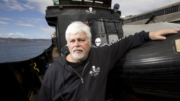 Paul Watson aboard his ship the Robert Hunter.