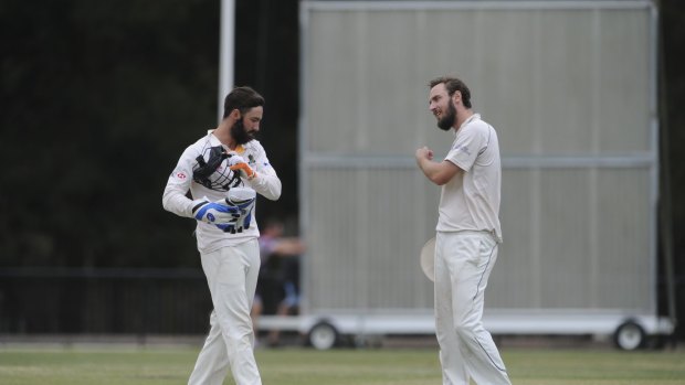 Sport. Douglas Cup final at Kippax Oval between Weston Creek/Molonglo and Wests/UC.  Weston Creek players, brothers Jono Dean, left and Blake Dean. March 22nd.
The Canberra Times
Photograph by Graham Tidy.