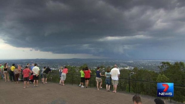 A view of Sunday's storm from Mt Coot-tha.