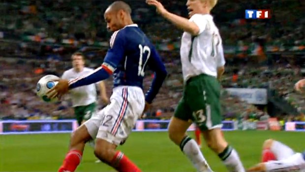 Hand of Henry: The infamous handball of French forward Thierry Henry in a World Cup qualifying match against Ireland.