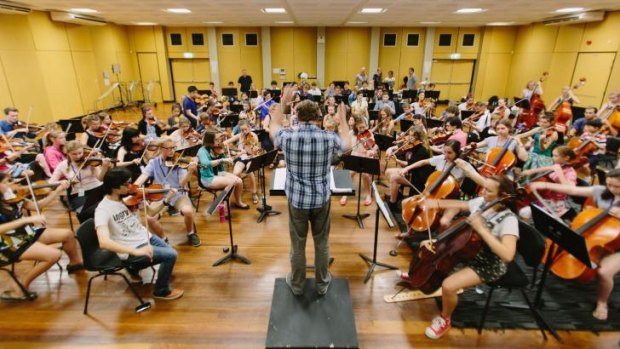 Regional talent: Australian World Orchestra conductor Alexander Briger leads one of the workshops.