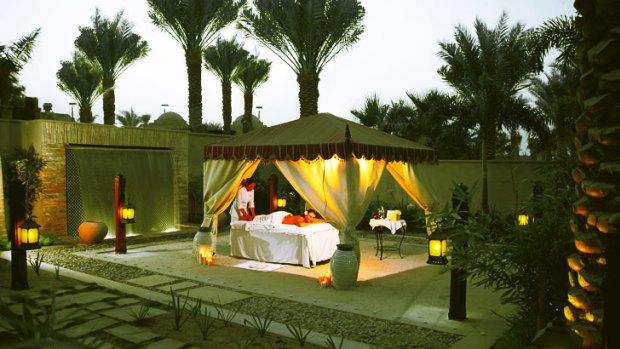 Exotic resort locations can serve as inspiration for your outdoor room. Talise spa outdoor treatment room, Dubai.