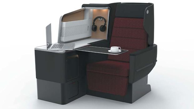 The new Qantas business class seats for the airline's A330 aircraft.