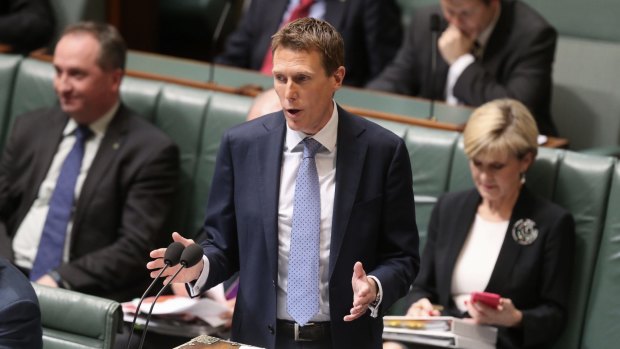 Social Services Minister Christian Porter during question time at Parliament House.