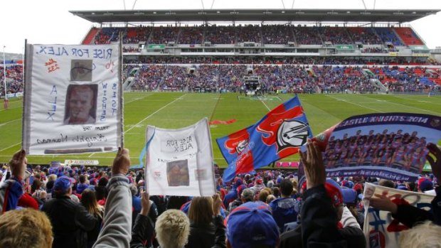 Sea of support: Newcastle Knights fans came out in force to honour Alex McKinnon.