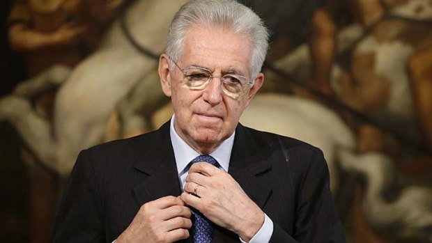 Out of the running ... Italy's Prime Minister Mario Monti bows out of office after 13 months.