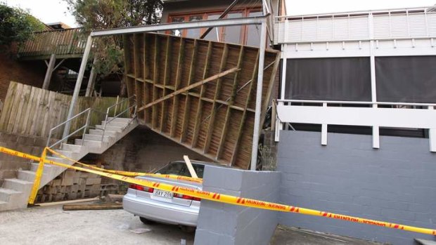 Ten people were taken to hospital after a balcony collapsed.
